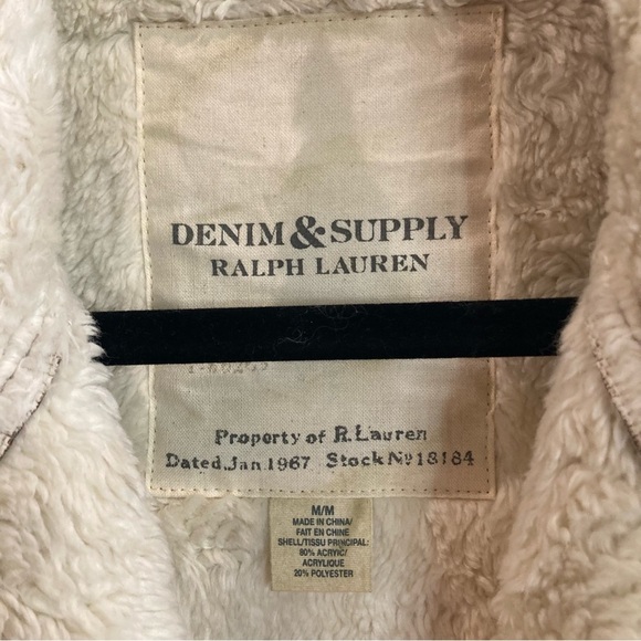 DENIM & SUPPLY Sz M Metallic Sherpa Lined Moto Style  Zipper Snap Closure Jacket - Picture 5 of 13
